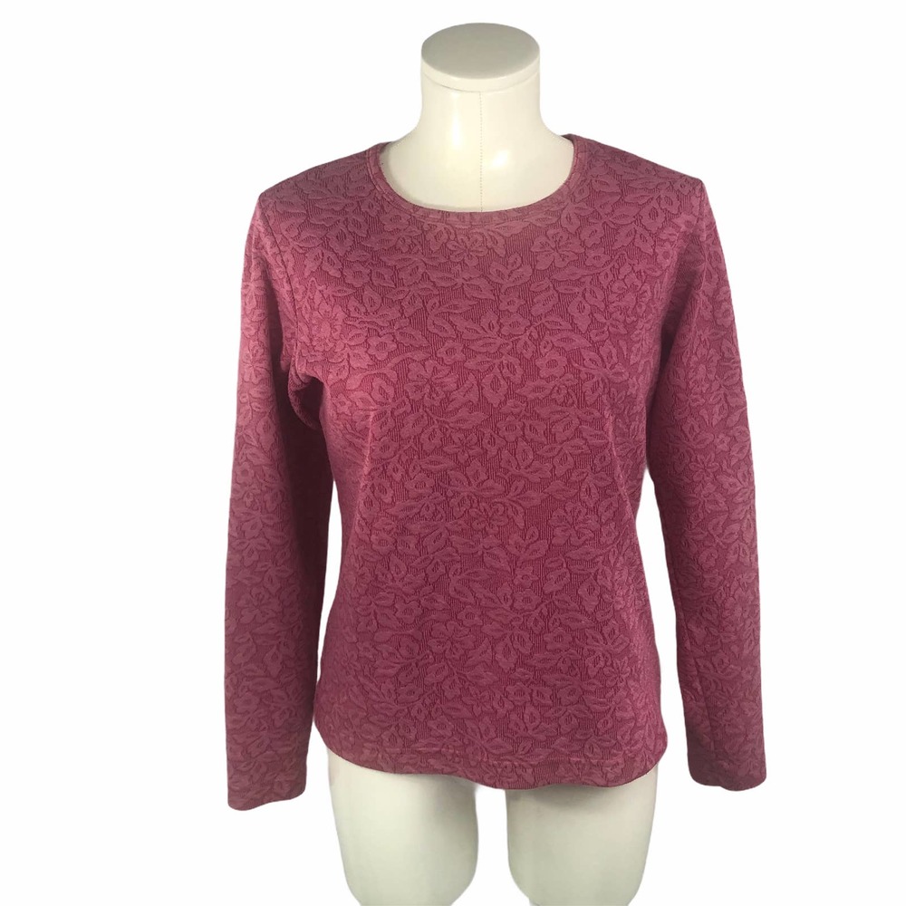 Woolrich Berry Pink Long Sleeve Floral Top Sweater